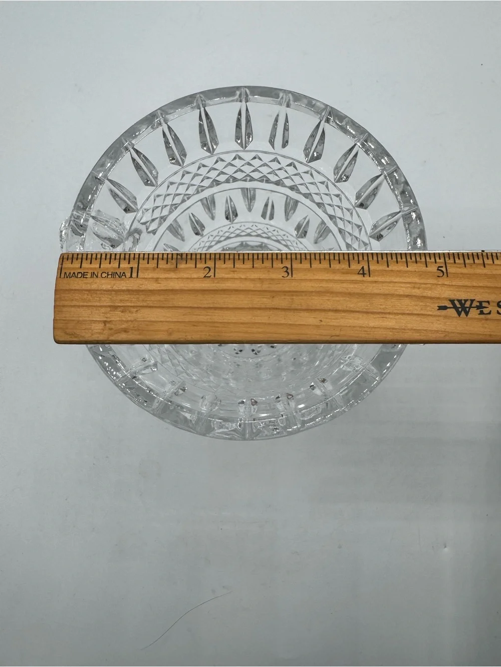 Vintage Crystal Diamond Cut Ice Bucket Heavy Barware Knob Handles